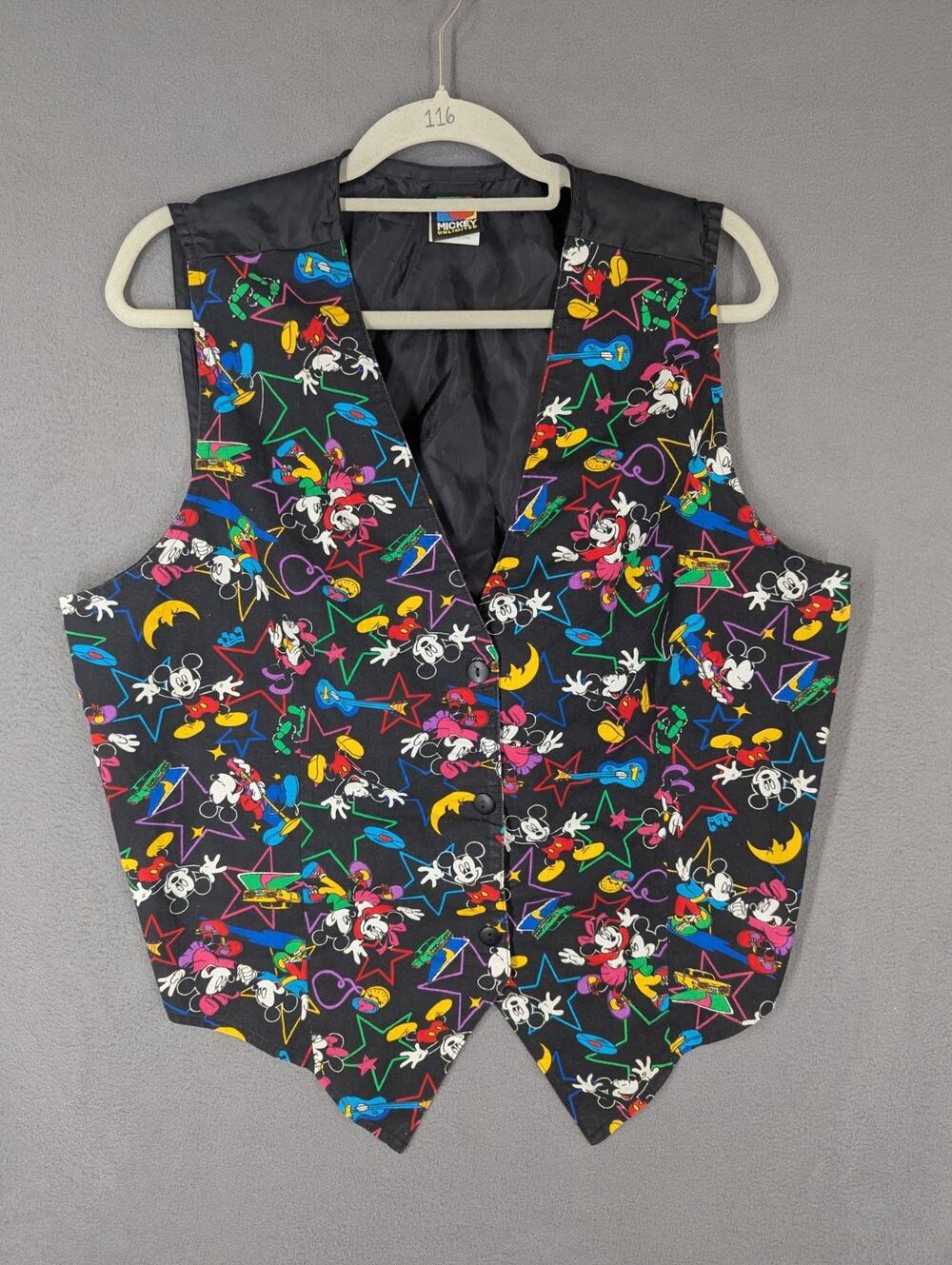 Vintage Disney Mickey Mouse Unlimited Dress Tuxedo Vest Colorful Retro 20W
